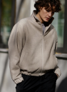 100% WEŁNIANA Kurtka BOMBER ASPEN LOOK melanżowy beż z klasycznym REKAWEM 