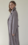 Oversizeowy stylowy przejsciowy Płaszcz wełna 100% z pagonami oversize w kratkę pepitkę brąz czerwień czerń 
