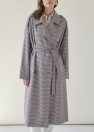 Oversizeowy stylowy przejsciowy Płaszcz wełna 100% z pagonami oversize w kratkę pepitkę brąz czerwień czerń 