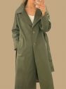 BAWEŁNIANY płaszcz trench na wiosnę khaki