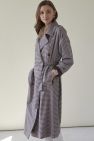 Oversizeowy stylowy przejsciowy Płaszcz wełna 100% z pagonami oversize w kratkę pepitkę brąz czerwień czerń 