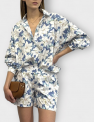 SHOP THE LOOK 9 - komplet bawełna w kwiaty na lato szorty i koszula - krótkie spodenki i góra z tej samej lekkiej włoskiej bawełny