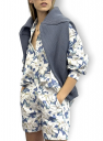 SHOP THE LOOK 11 - komplet bawełna w kwiaty szorty krótkie spodenki i koszula oraz sweter BAWEŁNA BLUE