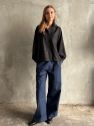 Oversize czarna koszula  z czystej wełny VIRGIN wool miękkiej