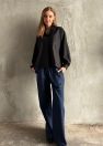 Oversize czarna koszula  z czystej wełny VIRGIN wool miękkiej