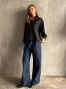Oversize czarna koszula  z czystej wełny VIRGIN wool miękkiej