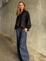 Oversize czarna koszula  z czystej wełny VIRGIN wool miękkiej