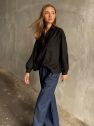 Oversize czarna koszula  z czystej wełny VIRGIN wool miękkiej