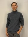 Szary sweter premium z golfem wyjątkowo miękki niegryzący szlachetny skład 100% kaszmir 