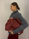 Duża Torba zamszowa bordowo burgundowa z rączkami i długim paskiem 100% skóra naturalna