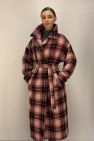 Płaszcz Wełniany Kind of Magic różowo czarno czerwona krata