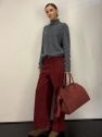 Bordo burgund karmazynowe spodnie sztruksowe szerokie z zakładkami i suwakiem