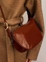 Skórzana brązowo koniakowa torebka gładka skóra 100% skóra naturalna