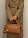 Skórzana camel koniak torebka kuferek 100% skóra naturalna