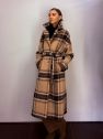 Gruby wełniany zimowy płaszcz w kratę wełna 100%