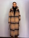 Gruby wełniany zimowy płaszcz w kratę wełna 100%