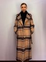 Gruby wełniany zimowy płaszcz w kratę wełna 100%