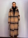 Gruby wełniany zimowy płaszcz w kratę wełna 100%