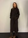Płaszcz wełniany ciepła czekolada wąski wyszczuplający DREAM