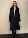 Granatowy rozszerzany trapezowy wełniany płaszcz 