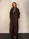 Płaszcz wełniany czekolada burgund wąski wyszczuplający DREAM 