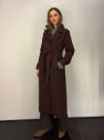 Płaszcz wełniany czekolada burgund wąski wyszczuplający DREAM 