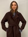 Płaszcz wełniany czekolada burgund wąski wyszczuplający DREAM 