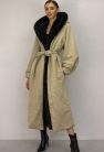 Długa kurtka beżowa z paskiem 