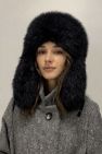 Duża czapka imitująca futro czarna, miękka z uszami i zapięciem pod szyją 