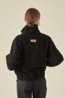 Czarna wełniana kurtka bomberka uniseks z wiskozową podszewką z metalowym suwakiem The Night Black Wełna 100%