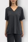 2 Bluzki w 1 - z dekoltem V lub okrągłym - zmienna - dwustronny uniwersalny t-shirt bawełniany z dekoltem V lub dekoltem okrągłym szary grafit melanż
