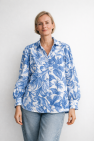 Koszula damska w niebiesko biały print kwiatowy 