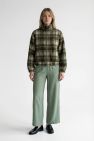 Zielona wełniana kurtka w kratę zielono beżowo czarną bomberka uniseks z wiskozową podszewką z metalowym suwakiem The Night Black Wełna 100% (Kopia)