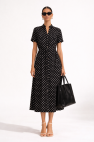czarna sukienka Wiskozowa w białe Groszki