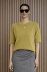 Wiskozowy sweter żółto musztardowy na krótki rękaw 