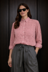 Bawełniana ażurowa różowa koszula z kołnierzykiem