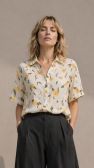Koszula bawełniana ecru w żółte kwiaty