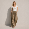 Szerokie luźne spodnie spódnico spodnie bawełniane camelowo beżowe popelinowe