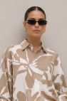 Koszula wiskoza 100% oversize My Style beżowo-biały wzór