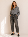 Koszula oversize biało czarna w kratkę My Style z włoskiej bawełny 100%