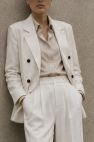 Off white beż marynarko płaszcz kurtka z białą podszewką w paski 100% bawełna