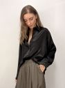Czarna jedwabna Koszula MY STYLE gładka oversize