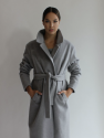 100% WEŁNA Płaszcz SCANDINAVIAN DREAM GREY WOOL z paskiem