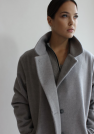 100% WEŁNA Płaszcz SCANDINAVIAN DREAM GREY WOOL z paskiem