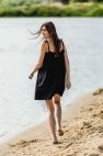 Czarna Bawełniana sukienka przed kolano na ramiączkach SUMMER TIME SHORT