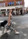 Wiskozowa Letnia Sukienka na ramiączkach w zielono białe fale print zebra