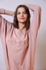 Różowa Bawełniana Bluza z napisem No More róź 100% bawełna