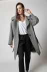 lekki wiosenno jesienny Płaszcz Kind of Magic midi do kolan biało czarna pepitka 