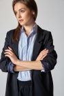 Granatowa wełniana Marynarka gładka 100% wełny włoskiej z podszewką