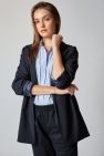 Granatowa wełniana Marynarka gładka 100% wełny włoskiej z podszewką